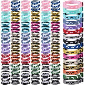 160 Pcs WWJD Christian Faith Bracelets Unisex Adjustable Bright Colors